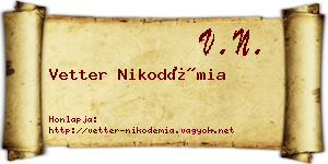Vetter Nikodémia névjegykártya